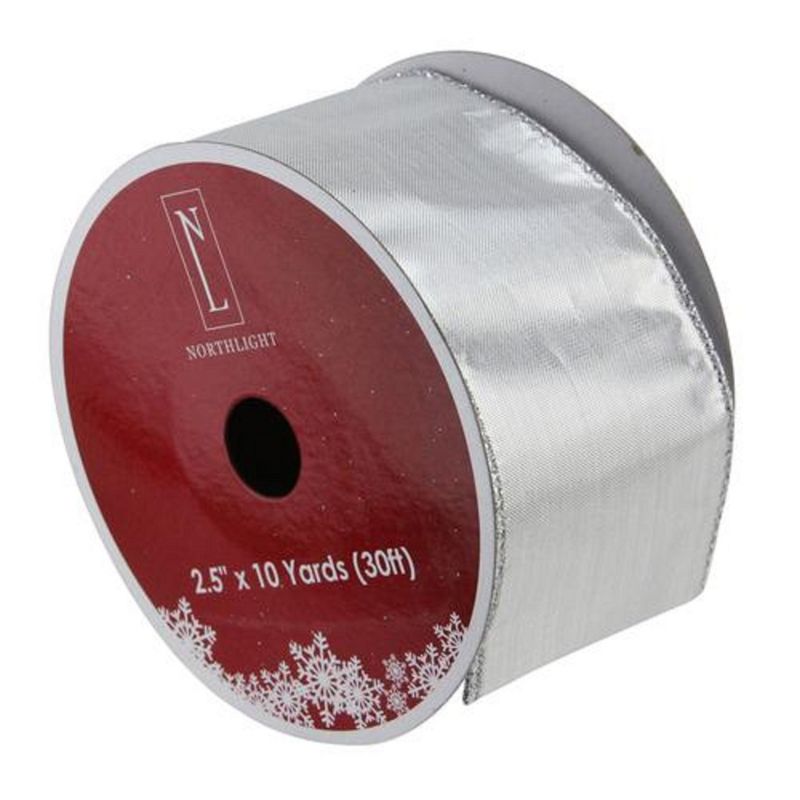Northlight Silver Christmas Wired Craft Ribbon 2.5" x 10 Yards, 2 of 4