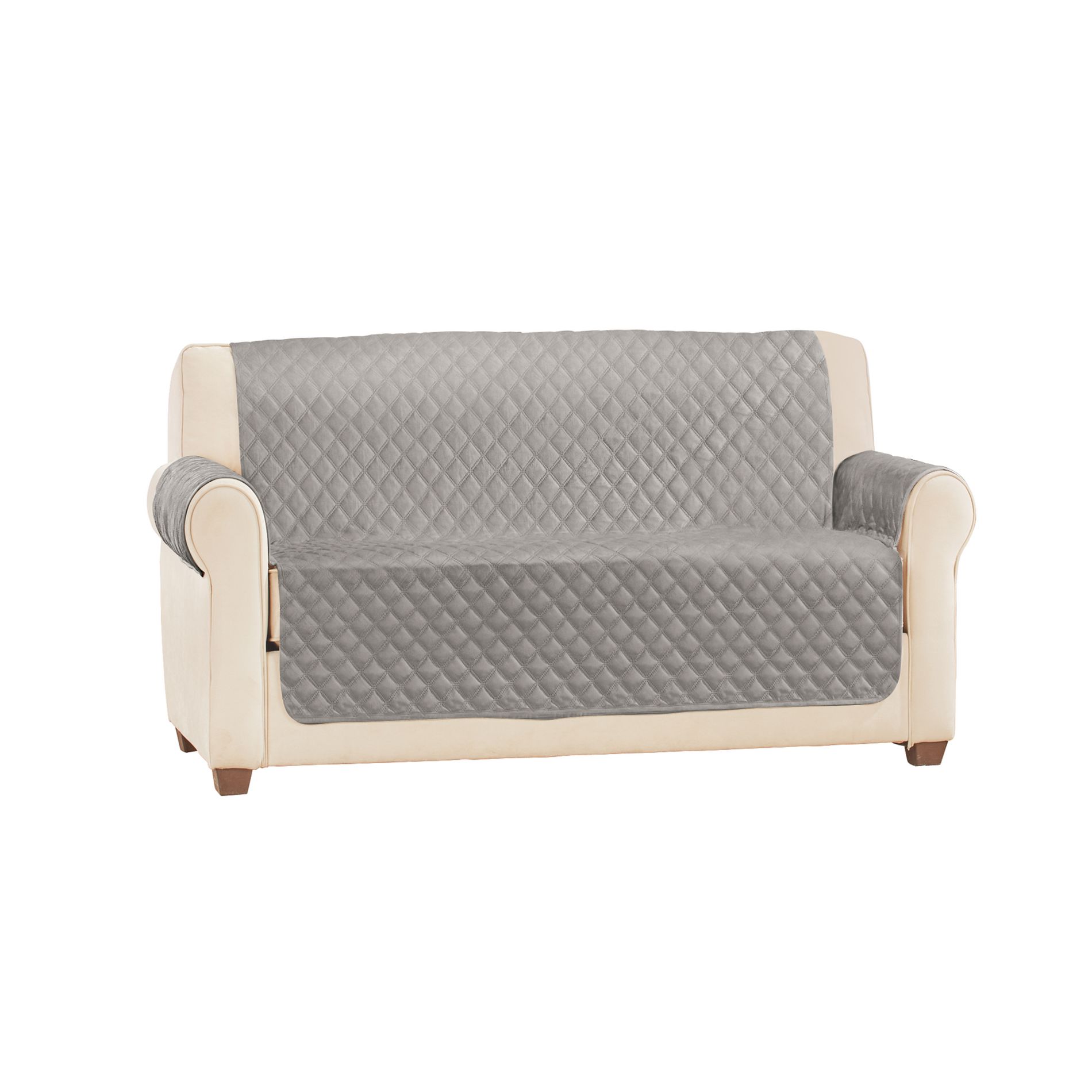 Collections Etc Soft Velvet Waterproof Quilted Furniture Cover Loveseat Gray
