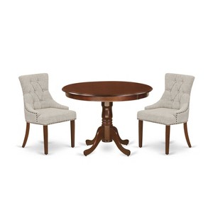 HomeStock 3-Pc Mahogany Finish Solid Wood Top - Round Dining Room Set - Seats 4 - 1 of 4