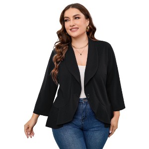 Clearlove Womens Plus Size 3/4 Sleeves Cardigan Lightweight Open Front Draped Ruffles Shawls Wraps Shrugs - 1 of 4