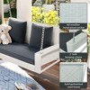 2-Person Wicker Hanging Porch Swing with Chains, Cushion, Pillow, Rattan Swing Bench for Garden, Backyard, Pond. - 3 of 4