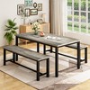 Hooseng 3-Piece Dining Table Set wtih 2 Benches, Farmhouse Style Dining Room Set for 4, Particle Board Table Top and Robust Metal Frame Dinette Set - 3 of 4