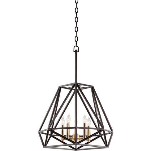 Franklin Iron Works Bronze Geometric Cage Pendant Chandelier 20 Wide Industrial 5 Light Fixture Dining Room House Foyer Kitchen Target