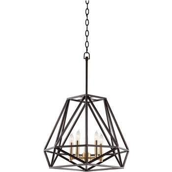 Franklin Iron Works Hawking Bronze Pendant Chandelier 20" Wide Modern Geometric Cage 5-Light Fixture for Dining Room House Kitchen Island Bedroom Home