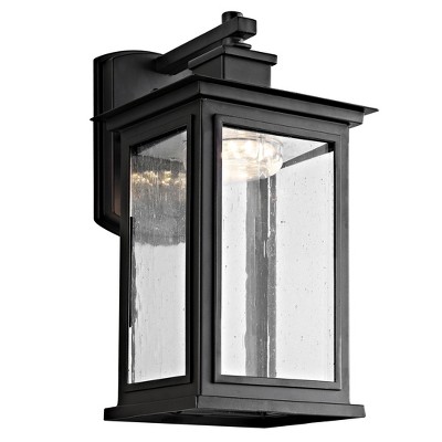 Elegant Bronze Rectangular Outdoor Wall Lantern with Seeded Glass