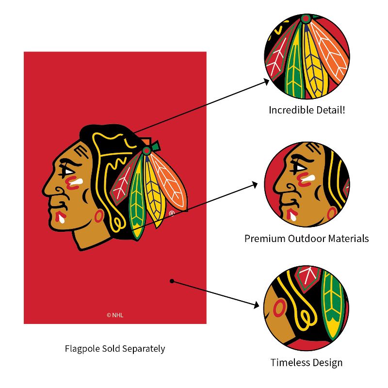 Evergreen Chicago Blackhawks Garden Applique Flag- 12.5 x 18 Inches Outdoor Sports Decor for Homes and Gardens, 5 of 8