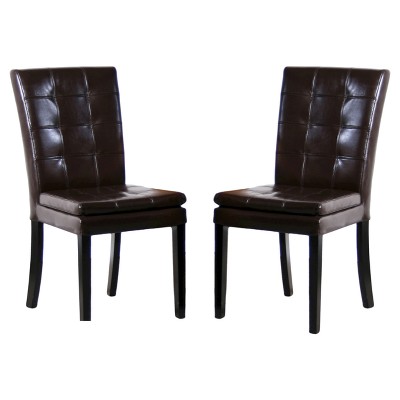 Set Of 2 Crayton Leather Dining Chair Chocolate - Christopher Knight ...