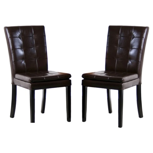 Christopher Knight Home Set Of 2 Crayton Leather Dining Chair Chocolate ...