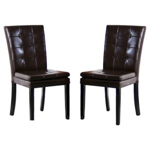 Crayton Leather Dining Chair Chocolate Brown (Set of 2) - Christopher Knight Home
