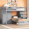 Whisen Full Over Twin Bunk Bed with Built-in Desk, Shelves, Multiple Drawers and Storage Staircase - 2 of 4