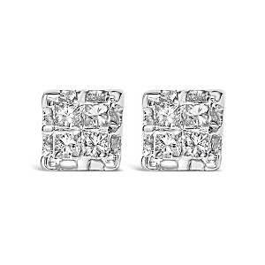 Haus of Brilliance 10k Yellow Gold Princess Diamond Quad Stud Earrings - 1 of 4