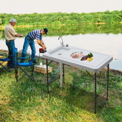 Outdoor Folding Fish & Game Cleaning Table with Quick-Connect Faucet