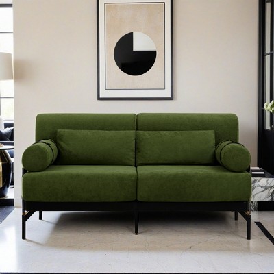 Modern Loveseat Sofa 59" Sofa Couch 2-Seater Sofa with Flexible USB Ports , Unique Cylindrical Armrests - Leovsnove