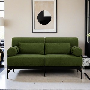 Modern Loveseat Sofa 59" Sofa Couch 2-Seater Sofa with Flexible USB Ports , Unique Cylindrical Armrests - Leovsnove - 1 of 4