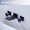 WOWOW Modern Double Handle Wall Mounted Bathroom Faucet with Waterfall Spout - 2 of 4