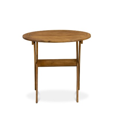 Natural Oil Finish Acacia Wood Round Folding Bistro Table
