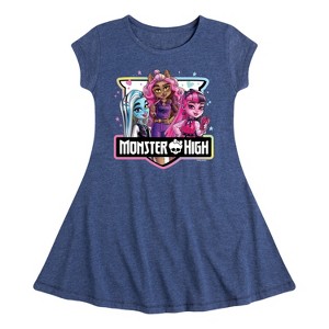 Girls' - Monster High - Group Badge Fit & Flair Cap Sleeve Dress - 1 of 3