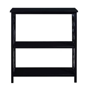Hostack Console Table 3-Tier with Storage Shelves, Solid Wood Legs for Hallway and Living Room, Black - 1 of 4