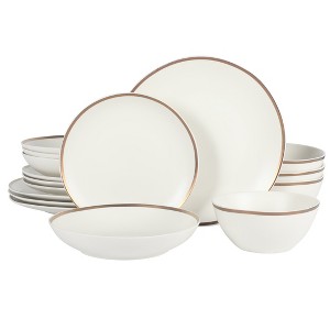 Gibson Elite Kings Road Double Plates and Bowl Organic Round Porcelain Dinnerware Set - 1 of 4