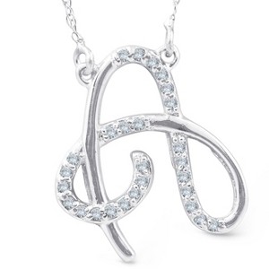 Pompeii3 1/4ct Diamond "A" Initial Pendant 18" Necklace 14K White Gold - 1 of 3