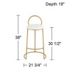 55 Downing Street Claire Gold Metal Bar Stool 30 1/2" High Modern White Faux Leather Cushion with Low Backrest Footrest for Kitchen Counter Height - 4 of 4