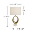 Possini Euro Design Elliptical Modern Table Lamp 27 1/2" Tall Sculptural Gold Metal Dimpled Off White Fabric Drum Shade Bedroom Living Room Bedside - 4 of 4