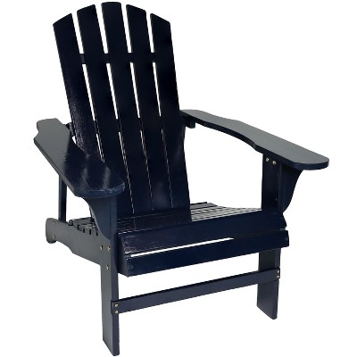 Sunnydaze Fir Wood Painted Finish Coastal Bliss Outdoor Adirondack Chair, Navy Blue
