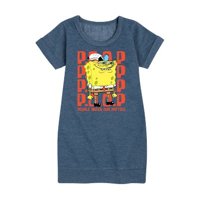 - SpongeBob SquarePants - People Order Our Patties Graphic Short Sleeve Fleece Dress