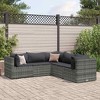 vidaXL Patio Lounge Set with Cushions Sectional Sofa Garden Backyard Poly Rattan - Gray 3x Corner 2x Middle - 2 of 4