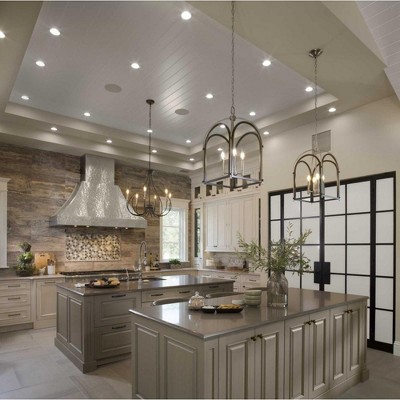 Graphite and Nickel 6-Light Steel Chandelier with Candle Accents