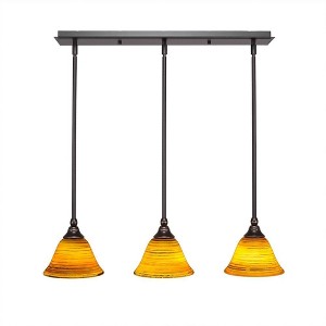 Toltec Lighting Any 3 - Light Chandelier in  Dark Granite with 7" Firré Saturn Shade - 1 of 1