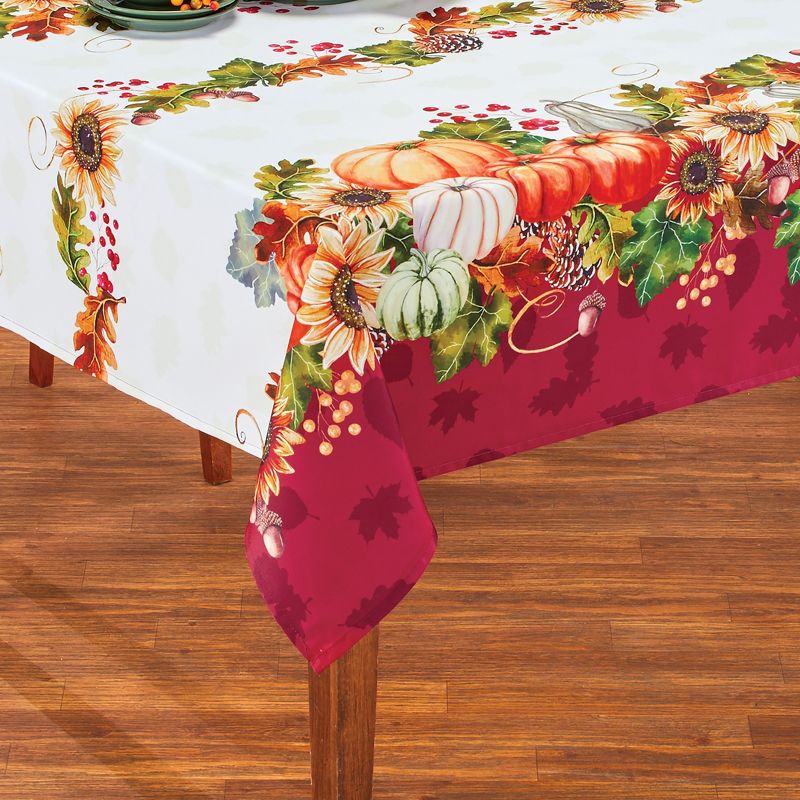 Collections Etc Pumpkin Floral Autumn Printed Tablecloth, 2 of 4