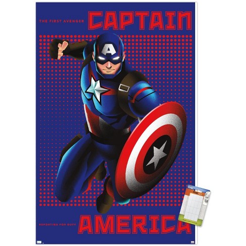 Diskurs Fritid lotteri Trends International Marvel Shape Of A Hero - Captain America Unframed Wall  Poster Print White Mounts Bundle 22.375" X 34" : Target
