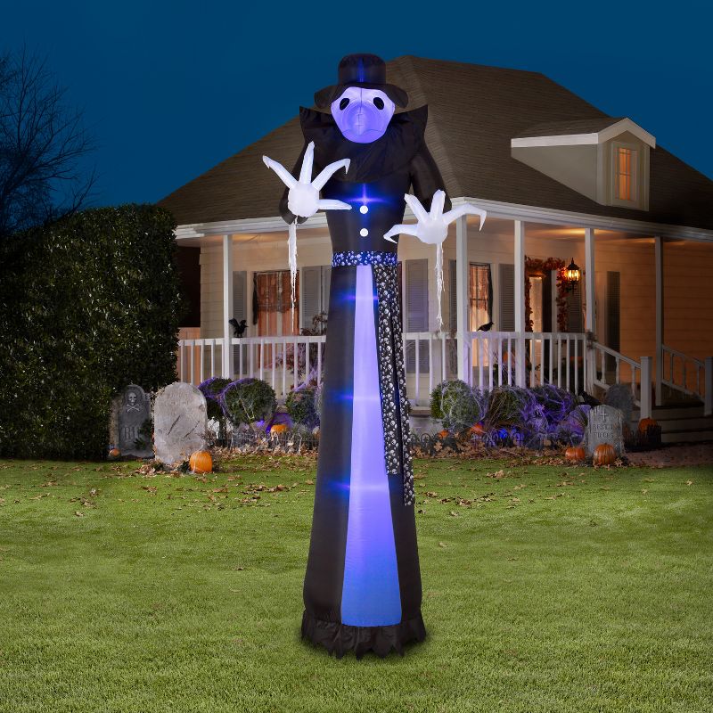 Gemmy Lightshow Airblown Inflatable ShortCircuit Victorian Reaper Giant (Black Light) , 12 ft Tall, Black, 2 of 3