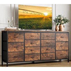 63" W Dresser Tv Stand for 65 70 75 Inch Tv, 14 Drawer for Bedroom with Power Outlets, Large Long Fabric Dresser Entertainment Center - 1 of 4