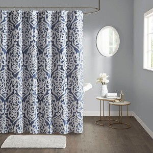 PAGED 72x72 Inch Polyester Jacquard Shower Curtain with 12 Button Holes,Shower Curtains for Bathroom - 1 of 4