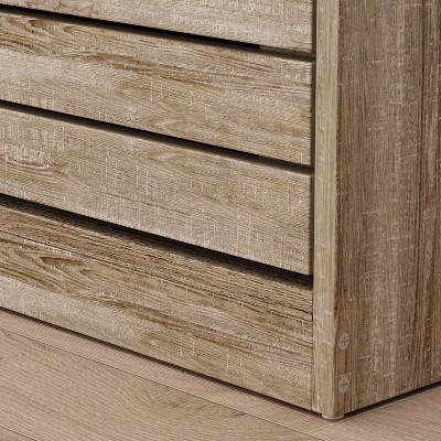 Natural Wood Shoe Storage Cabinet with Louver Doors and Flip Drawers