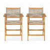 Christopher Knight Home Teman Patio Rustic Acacia Wood Counter Stools with Rope Weave Seat (Set of 2) - 2 of 4