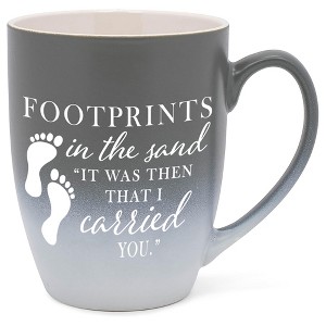 Elanze Designs Footprints In Sand Two Toned Ombre Matte Grey and White 12 ounce Ceramic Stoneware Coffee Cup Mug - 1 of 4