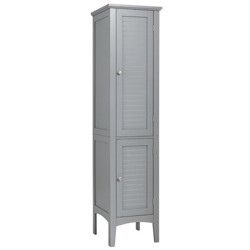 Iwell Large Storage Cabinet, Bathroom Storage Cabinet with 2 Drawers & 2 Shelves, Floor Cabinet for Living Room, Bedroom, Home Office, Grey