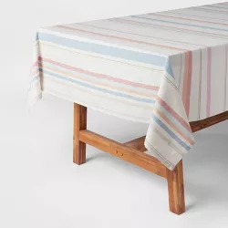84" x 60" Cotton Striped Tablecloth Blue - Threshold™