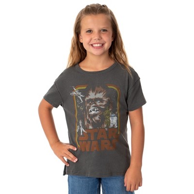 Seven Times Six Star Wars Girls' Vintage Chewbacca Retro Characters Design Graphic T-Shirt Grey