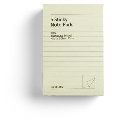 Staples Lined Sticky Notes 3" x 3" 5/Pack BL58468-CC