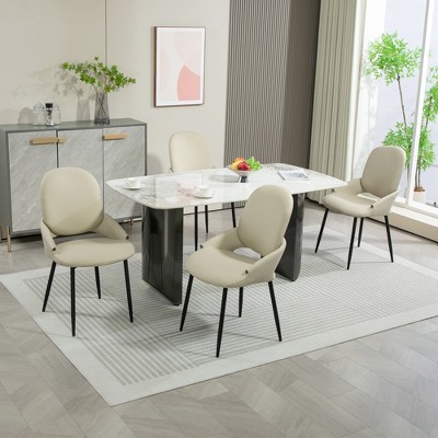 DYHOME Dining Chairs Modern Kitchen Chairs Set of 4, PU Leather Restaurant Chairs