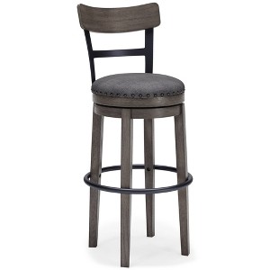 Caitbrook Barstool Gray - Signature Design by Ashley: Antiqued Finish, Swivel, Nailhead Trim - 1 of 4