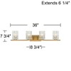 Possini Euro Design Icelight Modern Wall Light Warm Brass Hardwire 36" 4-Light Fixture Textured Ice Glass for Bedroom Bathroom Vanity Living Room - 4 of 4