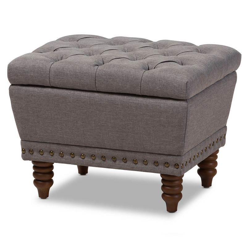 Annabelle Modern and Contemporary Wood Finish with Fabric Upholstered Button - Tufted Storage Ottoman - Baxton Studio, 1 of 9