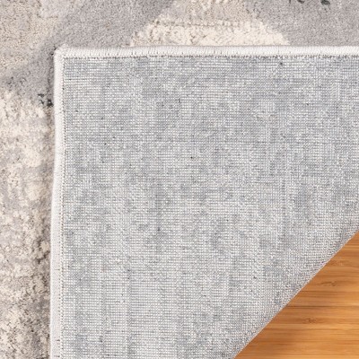 Ethan Soller Geometric Gray and Ivory Synthetic Area Rug, 5' x 7'