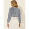 Allegra K Women's Cropped Open Front Collarless Long Sleeve Faux Fur Jacket - 4 of 4