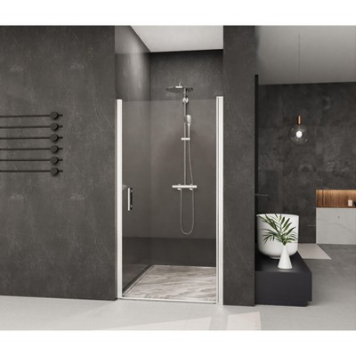 NicBex 35"W x 72"H Shower Door Frameless Glass Shower Screen 1/4"(6mm) Tempered Glass with Grab Bars, Chrome